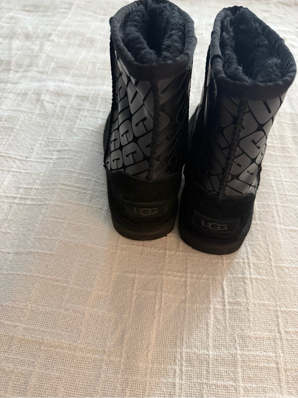 UGG Women's Black Logo Short Boot - Plush Lined Winter Shoe